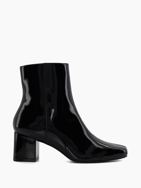 Dune London Black Branded Smart Block Heel Onsen Ankle Boots (N13514) | €88