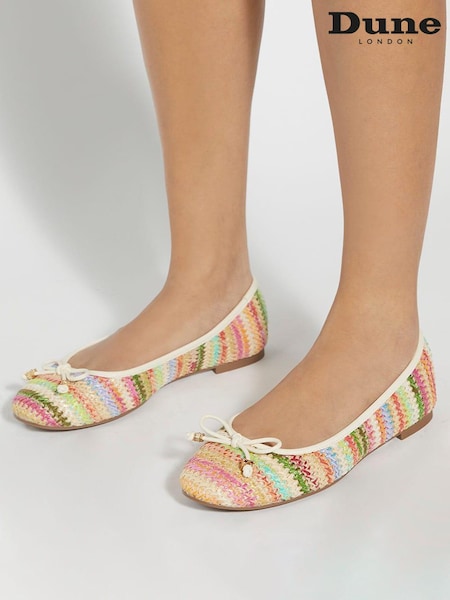 Dune London Cream/Pink Standard Fit Hallo Charm Trim Leather Ballet Shoes (N13527) | €93