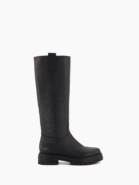 Dune London Black Casual Pull-On Tristina Chunky Boots (N13544) | €95