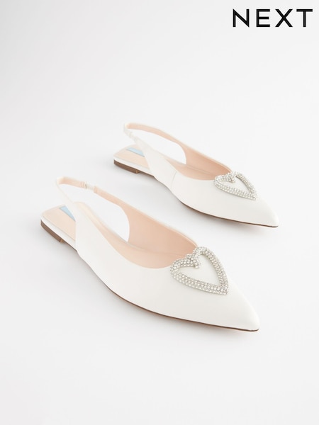Ivory Forever Comfort Wedding Satin Heart Trim Bridal Shoes (N13645) | €16