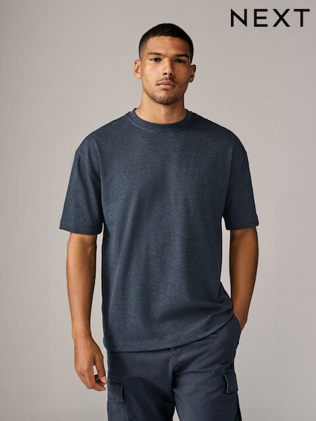 Charcoal Grey Marl Relaxed Fit 100% Cotton Heavyweight T-Shirt (N13821) | 47 QAR