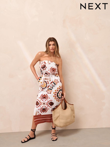 Red Paisley Bandeau Midi Dress (N13860) | €17.50