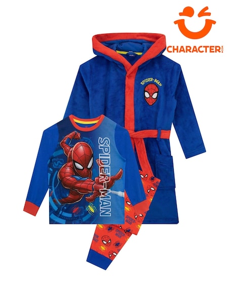 Character Blue 100% Cotton Spiderman Dressing Gown and Pyjamas Set (N13920) | €46