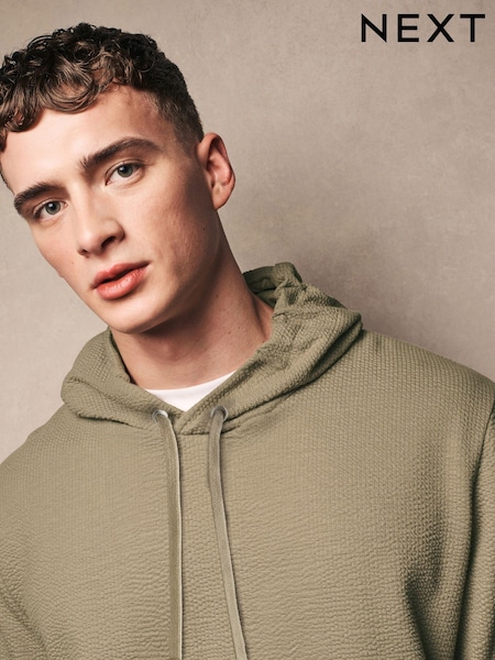 Stone Overhead Hoodie Lightweight Texture Seersucker Hoodie (N13937) | AED76