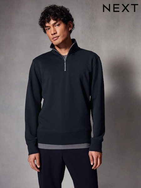 Blue Premium Jersey Quarter Zip Sweatshirt (N13938) | AED65