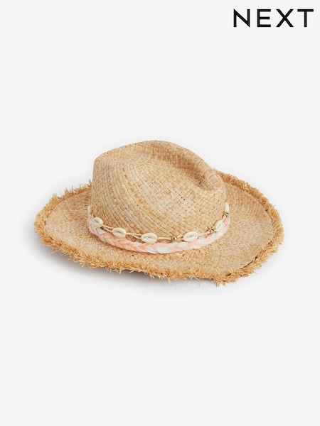 Natural Beaded Wide Brim Hat (3-16yrs) (N13941) | AED35 - AED43