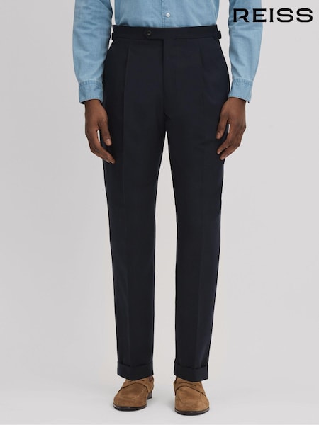 Marineblau - Reiss Valentine Hose aus Wollmischung in Slim Fit mit Umschlag (N13952) | 227 €