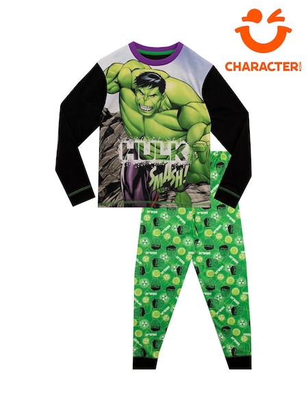 Character Green Hulk Marvel Printed Long Sleeve Pyjamas (N13980) | 94 QAR