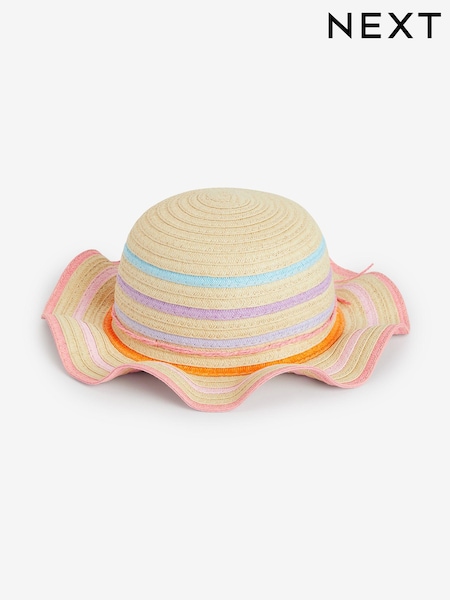 Črtasta naravne barve z mavrico - Wide Brim Hat (1-10yrs) (N14042) | € 8 - € 10