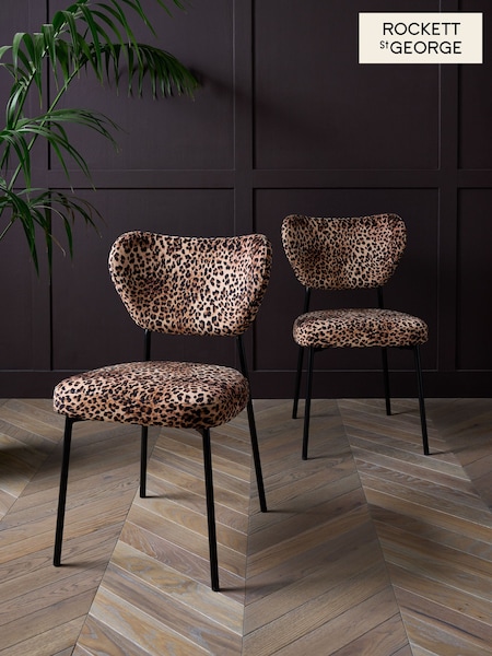 Rockett St George Set of 2 Leopard Love Velvet Perfect Dining Chairs (N14147) | €372
