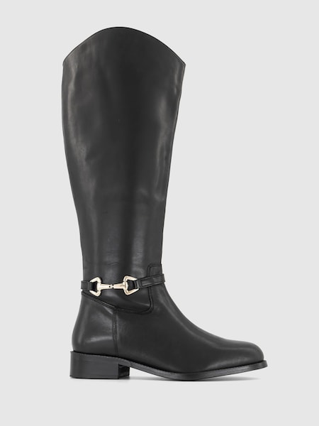Office Black Office Kallie Leather Buckle Detail Knee High Black Boots (N14151) | €66