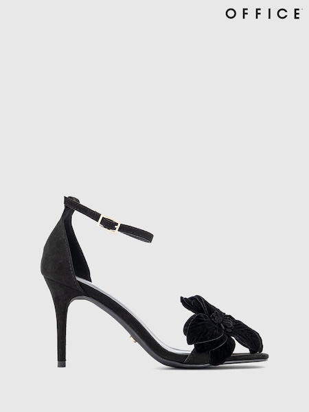 Office Black Honey Corsage Flower Detail Stiletto Black Heel Sandals (N14159) | €40