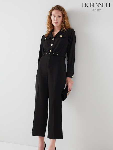 LK Bennett Camille Gold Button Black Jumpsuit (N14188) | 305 €