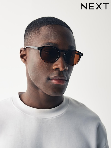Brown Tortoiseshell Round Polarised Sunglasses (N14210) | €8.50