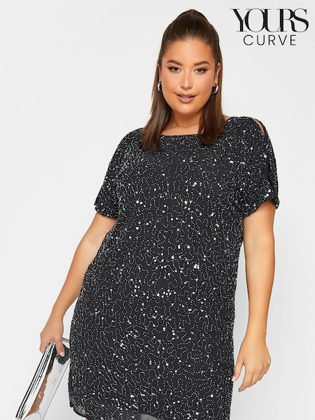 Yours Curve Black London Sequin Cape Dress (N14301) | €25