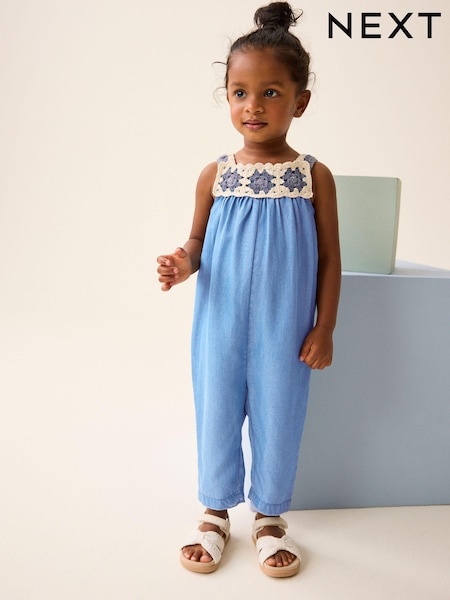 Denim Crochet Playsuit (3mths-7yrs) (N14305) | €13 - €15.50