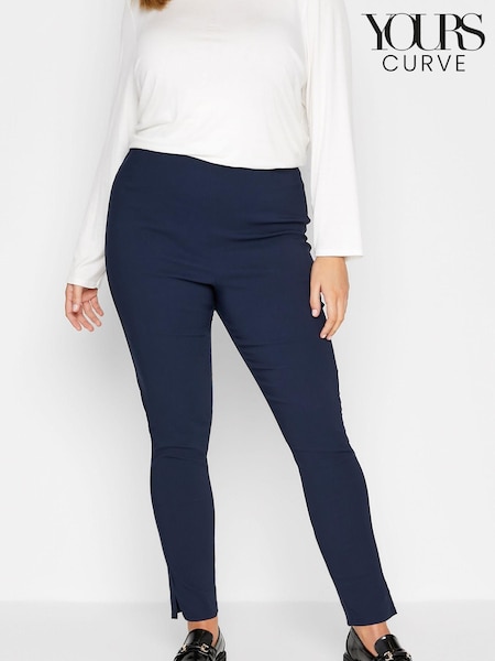 Yours Curve Blue Stretch Bengaline Slim Leg Trousers (N14339) | €13.50