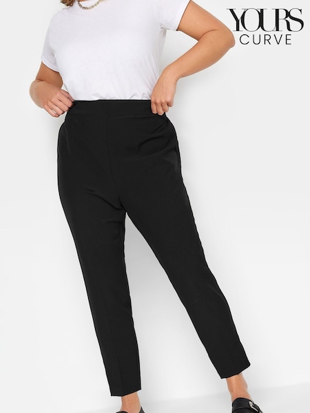 Yours Curve Black Elasticated Tapered Stretch Trousers (N14340) | €32