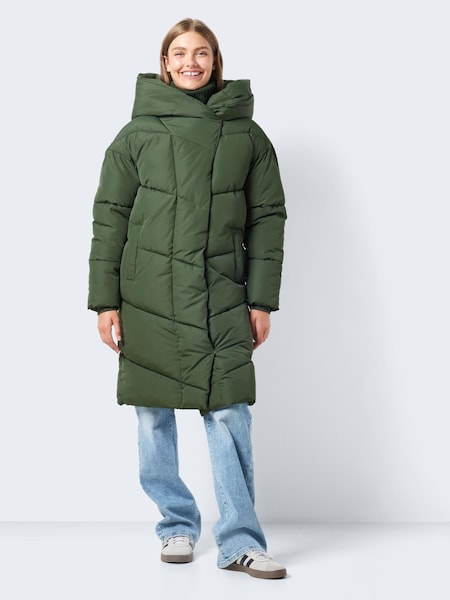 NOISY MAY Green Padded High Neck Hooded Quilted Coat (N14421) | €53