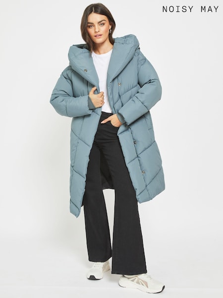 NOISY MAY Blue Padded High Neck Hooded Quilted Coat (N14422) | €53