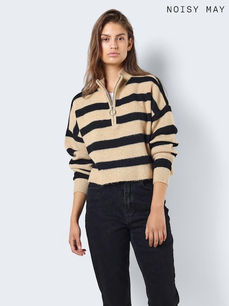 NOISY MAY Black Quarter Zip Chunky Knitted Jumper (N14423) | € 23