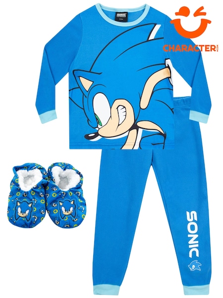 Character Blue Sonic Twosie Pyjamas Set With Slipper Socks (N14455) | 57 QAR