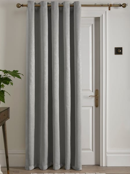 Fusion Silver Strata Room Darkening Woven Eyelet Single Door Curtains (N14477) | R$ 640