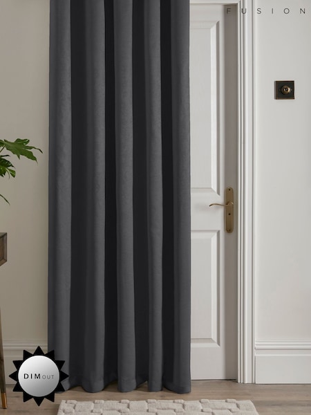Fusion Grey Strata Room Darkening Woven Eyelet Single Door Curtains (N14504) | 84 QAR