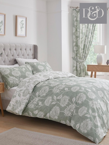 D&D Green Chrysanthemum Easy Care Duvet Cover Set (N14517) | $34 - $69