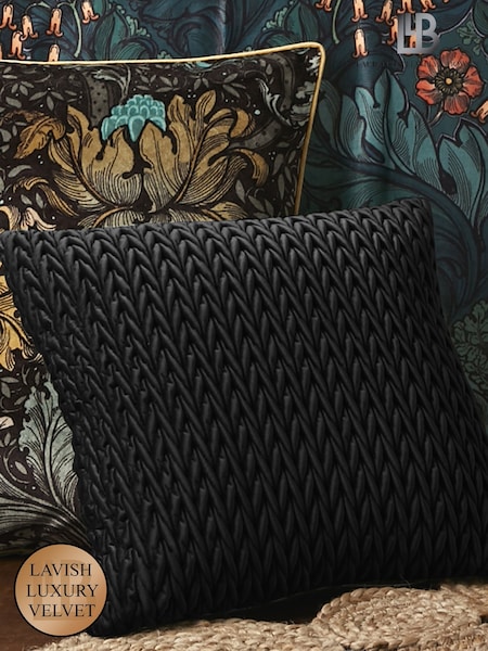 Laurence Llewelyn-Bowen Black Amory Velvet Filled Cushion (N14539) | €26