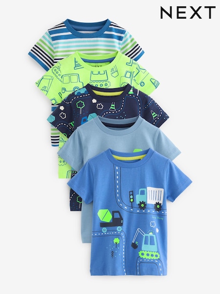 Azul/Verde - Short Sleeve T-Shirts 5 Pack (3mths-7yrs) (N14559) | 28 € - 33 €