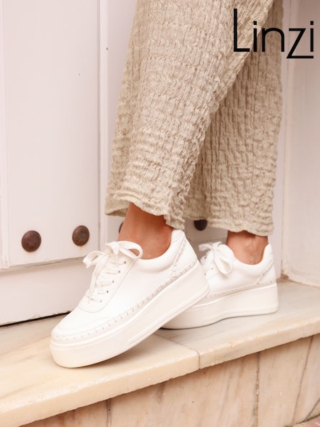 Белый - Linzi Harlem Faux Leather Platform Trainers (N14594) | €56