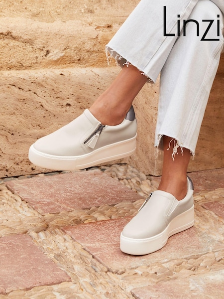 Linzi Grey Mercury Taupe Slip On Platform Trainers (N14595) | 2,283 UAH