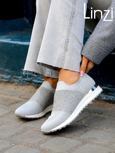 Linzi Grey Storme Trainers with Diamante Embellishment (N14596) | €57