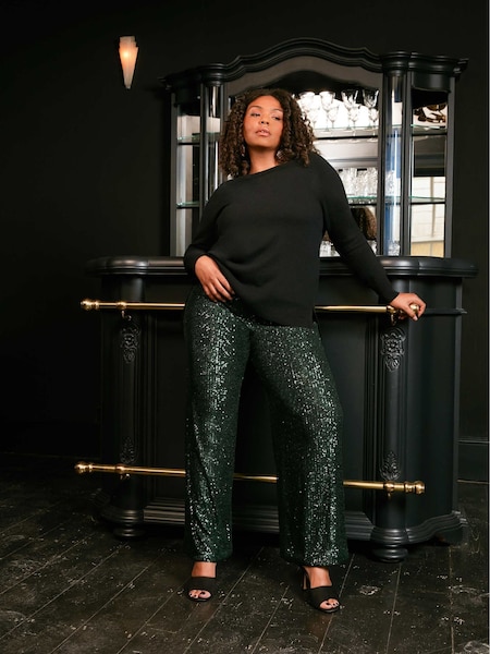 Live Unlimited Curve Green Sequin Trousers (N14829) | €22