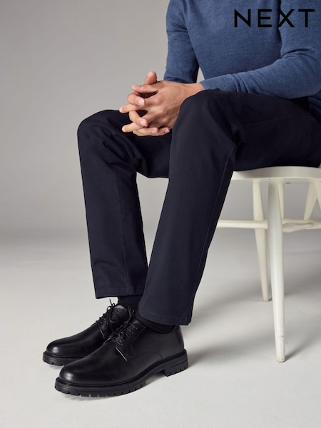 Musta - Leather Cleated Sole Derby Shoes (N15140) | €66