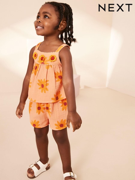 Oranžna - Sunflower Co-Ord 100% Cotton Top and Shorts (3mths-7yrs) (N15166) | € 16 - € 20