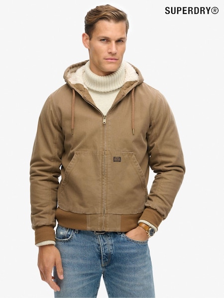 Marrón - Superdry Vintage Workwear Hooded Bomber Jacket (N15527) | 145 €