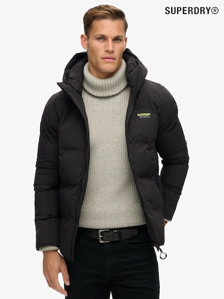 Superdry Black Hooded Water-Repellent Boxy Puffer Jacket (N15529) | €182