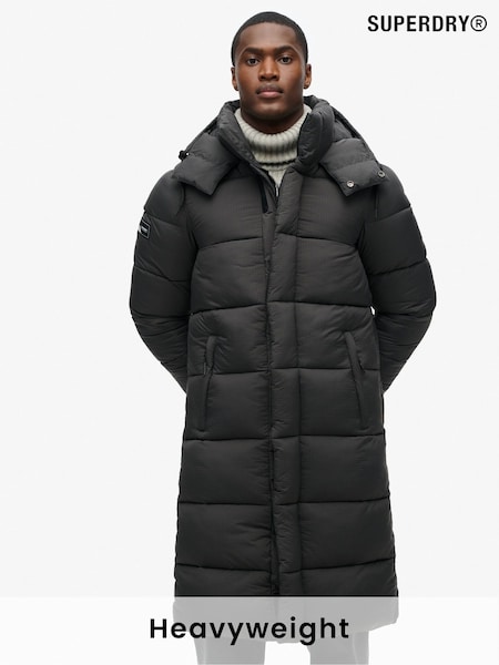 Superdry Black Ripstop Longline Puffer Coat Jacket (N15535) | €205