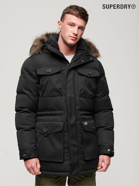 Superdry Black Chinook Faux Fur Parka Coat (N15538) | €95