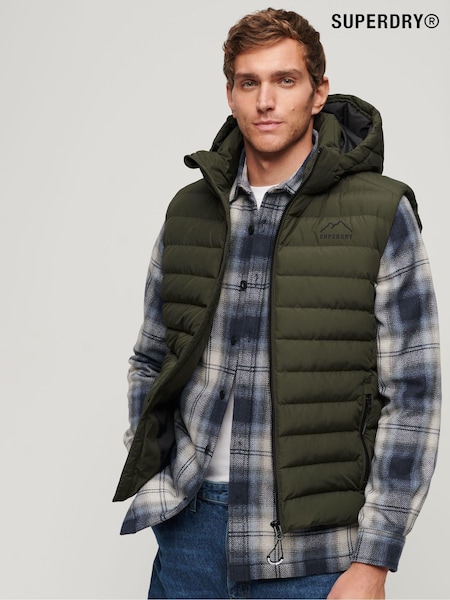 Superdry Green Hooded Fuji Sport Padded 100% Cotton Gilet (N15540) | €64