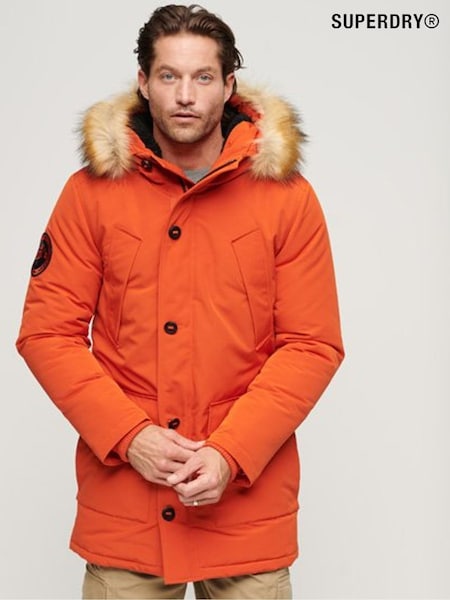 Portocaliu - Superdry Everest Faux Fur Cu glugă Water-Repellent Parka Coat (N15586) | 677 LEI