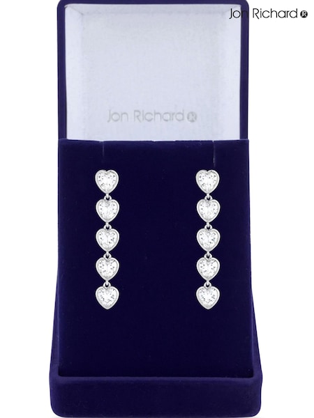 Jon Richard Tone Cubic Zirconia Heart Gift Boxed Earrings (N15624) | 143 LEI