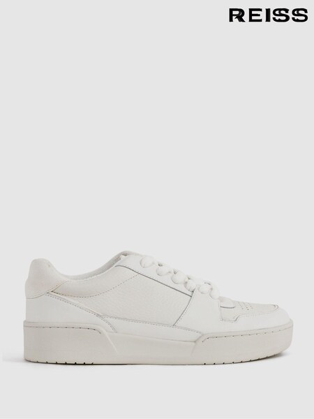 Reiss White Frankie Leather Lace-Up Trainers (N15690) | €229
