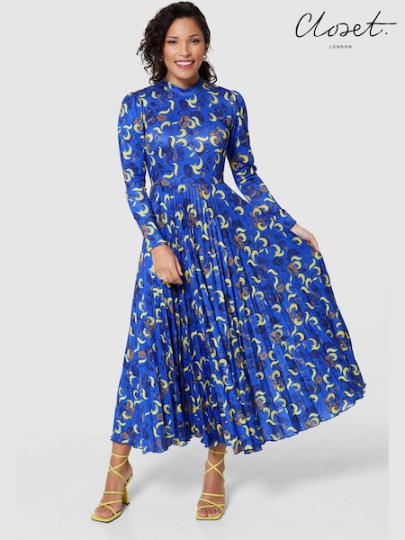 Closet London Blue Pleated Dress (N15811) | €72