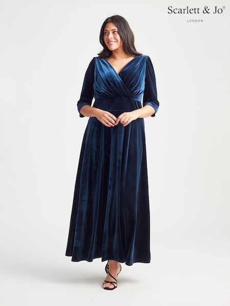 Scarlett & Jo Navy Blue Verity Velvet Maxi Gown (N16186) | $277
