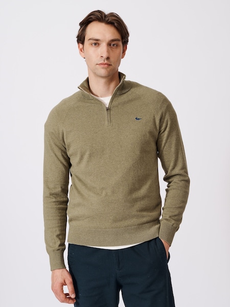 Salvianvihreä Vihreä - Aubin Bonby Quarter Zip Cotton Jumper (N16267) | €124