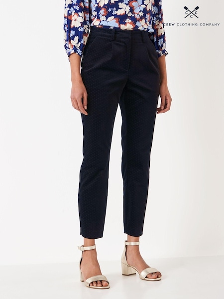 Crew Clothing Company Black Jacquard Cotton Fitted Casual Trousers (N16416) | €28