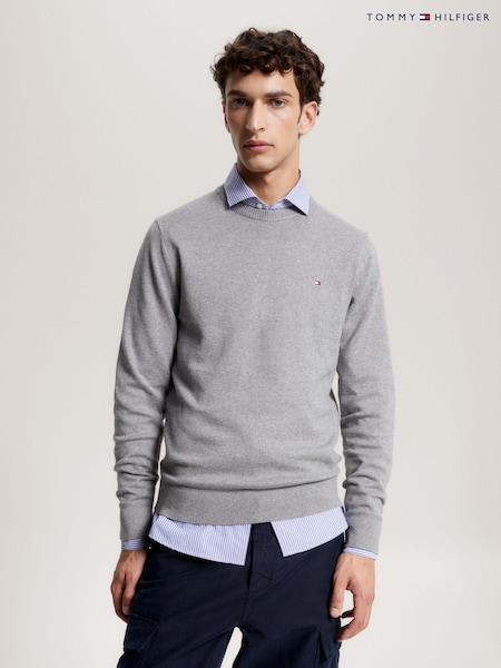 Gri - Pulover din bumbac și cașmir Tommy Hilfiger bumbac Blend (N16484) | 394 LEI